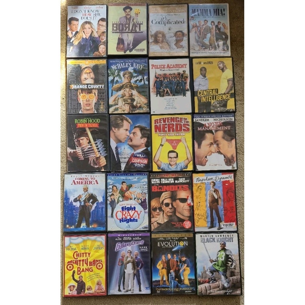 Lot of 20 Comedy DVDs Borat Eight Crazy Nights Black Knight McHale's Navy